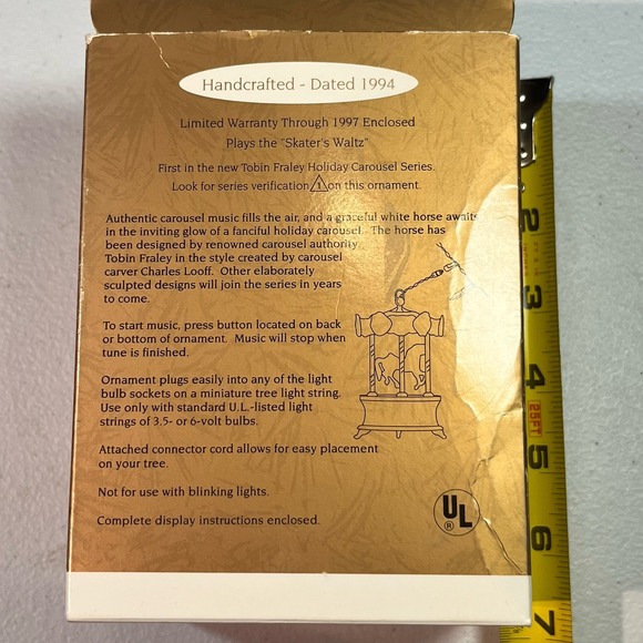 1994 Hallmark Keepsake XMas Ornament "Tobin Fraley Holiday Carousel" - In Box - Picture 3 of 4